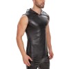 Patent Leather Top Hooded Sleeveless T-shirt Men's Matte Leather Vest Advanced Soft Vest SX261