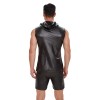 Patent Leather Top Hooded Sleeveless T-shirt Men's Matte Leather Vest Advanced Soft Vest SX261