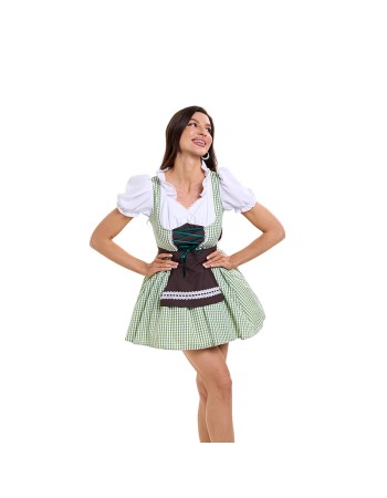 Maid Costume Plaid Tricolor Scottish Dress Girdle Palace Beer Suit Dance Costumes For Women DL2069