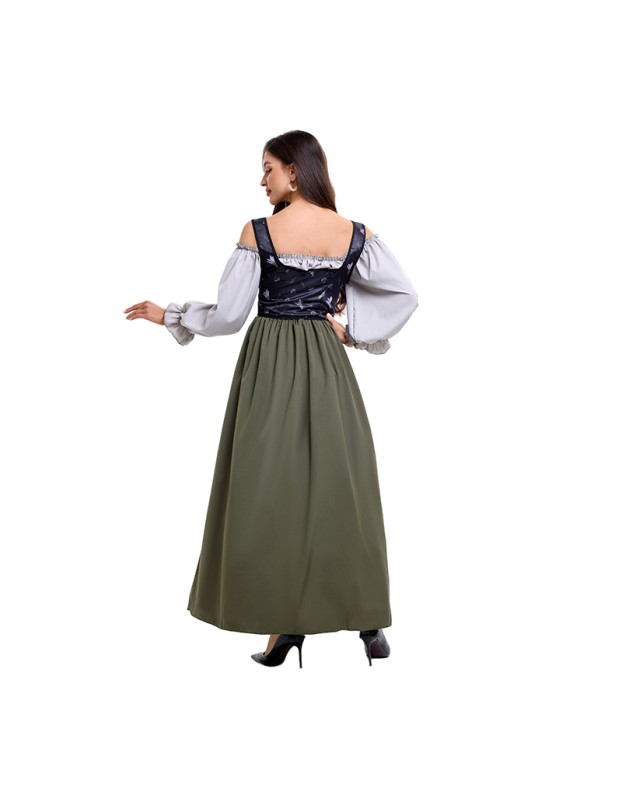 Halloween Medieval Retro One Shoulder Dress Cultural Festival Art Performance Costume DL2072