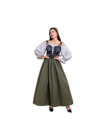 Halloween Medieval Retro One Shoulder Dress Cultural Festival Art Performance Costume DL2072