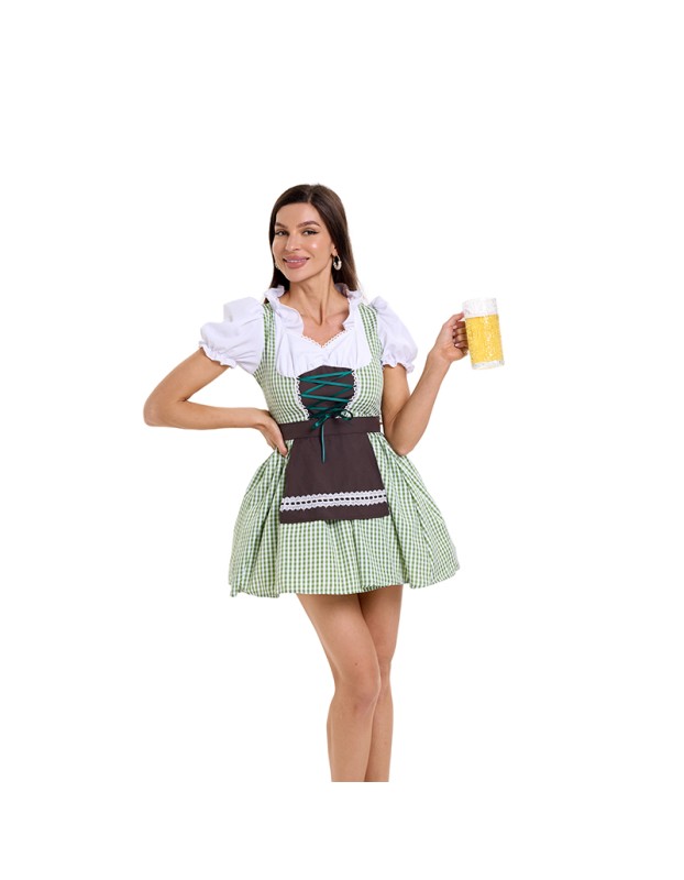 Maid Costume Plaid Tricolor Scottish Dress Girdle Palace Beer Suit Dance Costumes For Women DL2069