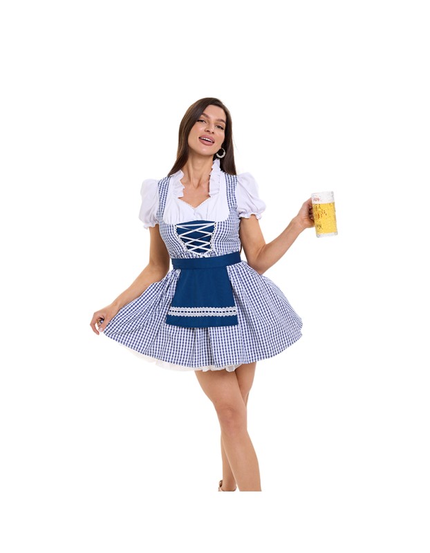 Maid Costume Plaid Tricolor Scottish Dress Girdle Palace Beer Suit Dance Costumes For Women DL2069