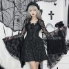 Temperament Dark Vest Top Costume Slimming Wraps Cos Flared Sleeve Lace Short Straps Cardigan XY22128