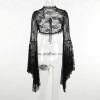 Temperament Dark Vest Top Costume Slimming Wraps Cos Flared Sleeve Lace Short Straps Cardigan XY22128