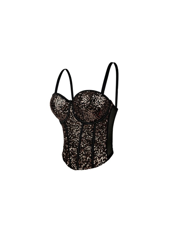 Pure Wind Lace Bustier Top Bundy Ultra Sexy Slim Sequin Halter Women Waist Fishbone Corset  KN9207