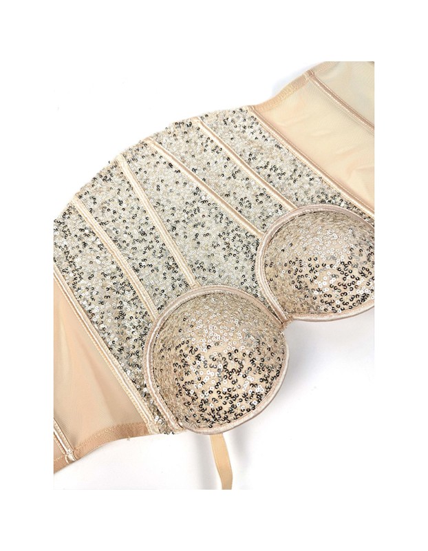 Pure Wind Lace Bustier Top Bundy Ultra Sexy Slim Sequin Halter Women Waist Fishbone Corset  KN9207