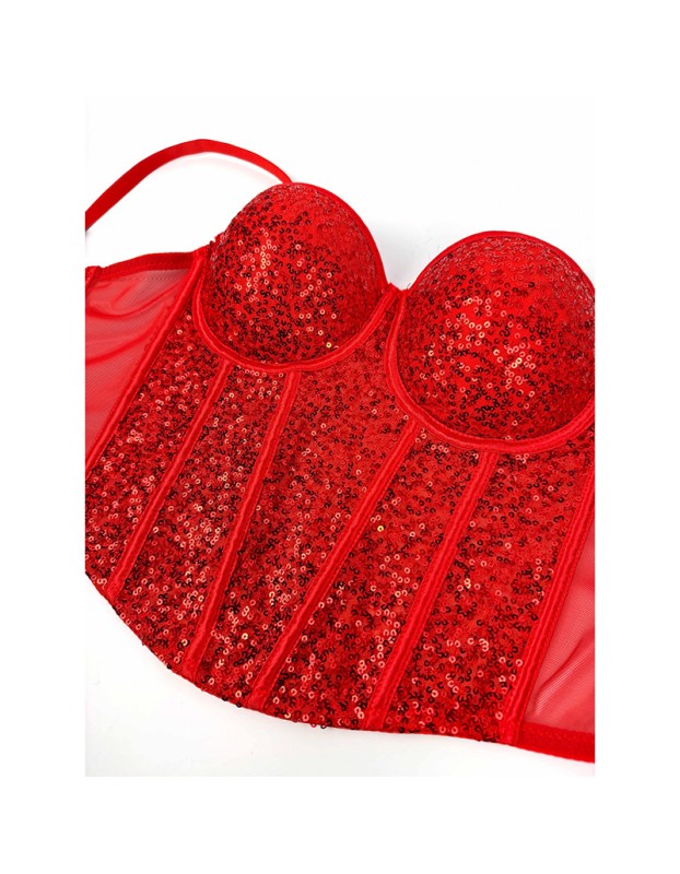 Pure Wind Lace Bustier Top Bundy Ultra Sexy Slim Sequin Halter Women Waist Fishbone Corset  KN9207