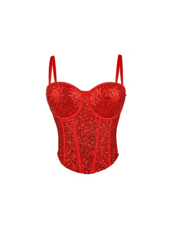 Pure Wind Lace Bustier Top Bundy Ultra Sexy Slim Sequin Halter Women Waist Fishbone Corset  KN9207