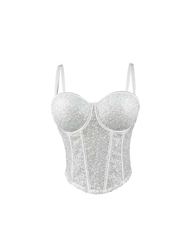 Pure Wind Lace Bustier Top Bundy Ultra Sexy Slim Sequin Halter Women Waist Fishbone Corset  KN9207