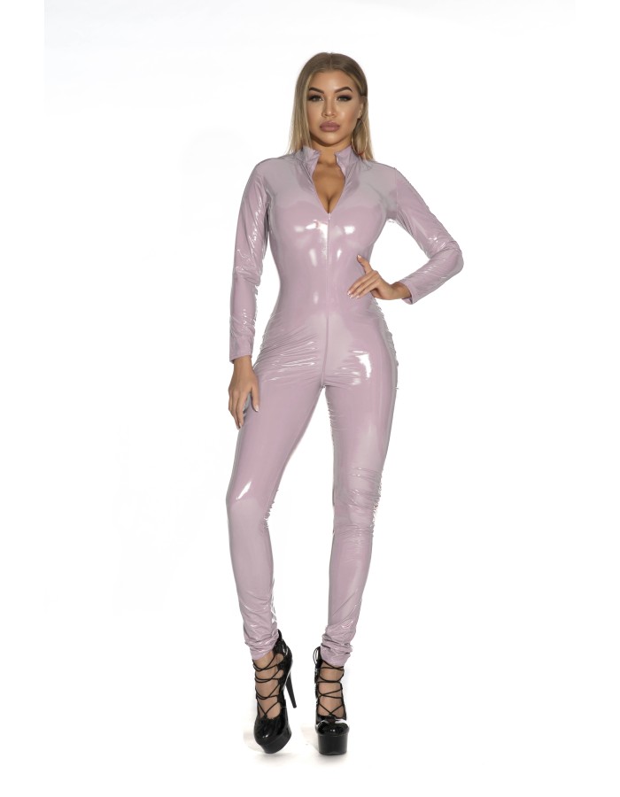 Women Sexy Wetlook Leather Catsuit Zipper Open Crotch Bodysuit XX6783