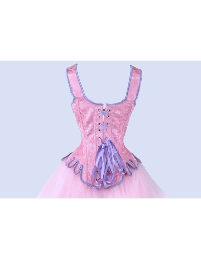 Pink Bustier Top Waist Trainer Lingerie Women Sexy Slim Underwear Corset WK2210