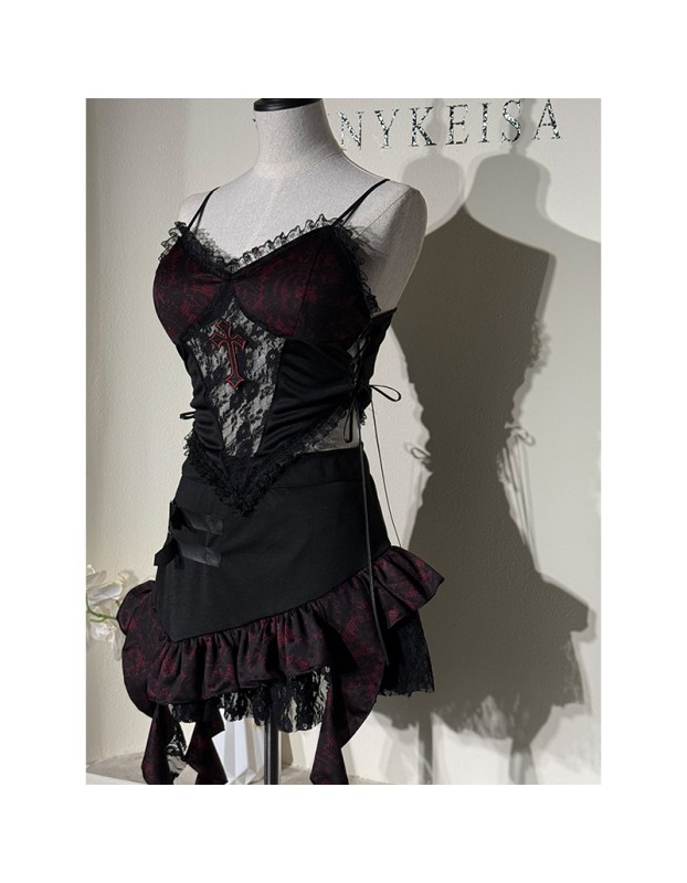 Duchess Strapless Top Female Irregular Skirt Witch Cosplay Hot Girl Sexy Devil Costume DL2075
