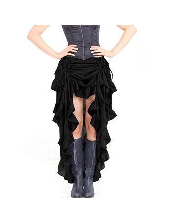 Court Retro Irregular Short Skirt Caribbean Pirate Skirt Uniform Petticoat Women Black Skirt 31672