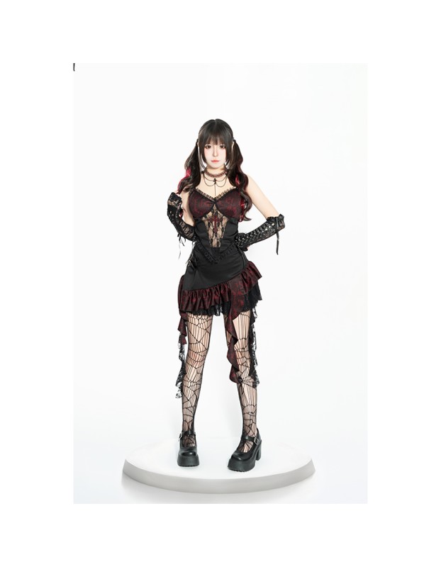 Duchess Strapless Top Female Irregular Skirt Witch Cosplay Hot Girl Sexy Devil Costume DL2075