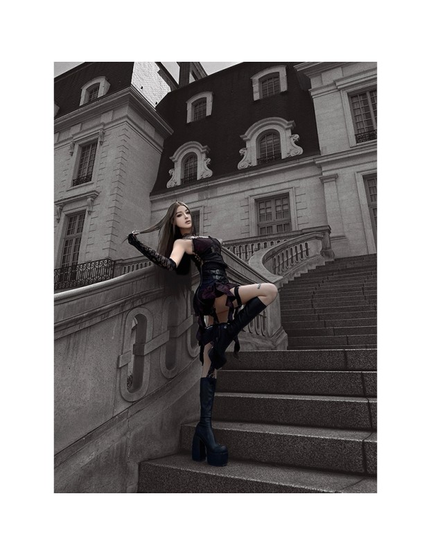 Duchess Strapless Top Female Irregular Skirt Witch Cosplay Hot Girl Sexy Devil Costume DL2075
