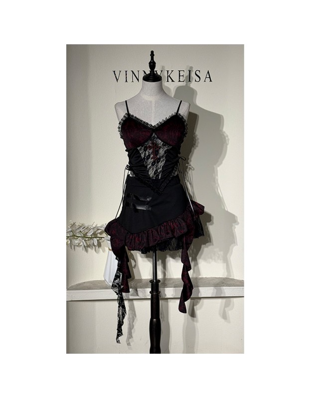 Duchess Strapless Top Female Irregular Skirt Witch Cosplay Hot Girl Sexy Devil Costume DL2075