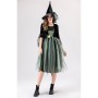 Halloween Adult Green Gauze Witch  Camellia Spider Web Witch Festival Dress Cosplay Costume YM087