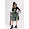 Halloween Adult Green Gauze Witch  Camellia Spider Web Witch Festival Dress Cosplay Costume YM087