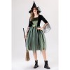 Halloween Adult Green Gauze Witch  Camellia Spider Web Witch Festival Dress Cosplay Costume YM087