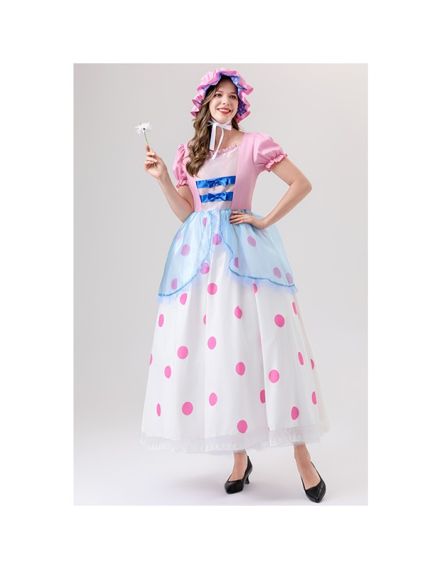 Anime Cartoon Characters Pink Polka Dot Princess Cosplay Performance Costumes Shepherdess YM088