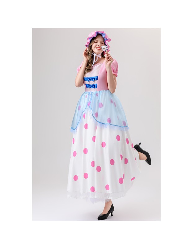 Anime Cartoon Characters Pink Polka Dot Princess Cosplay Performance Costumes Shepherdess YM088