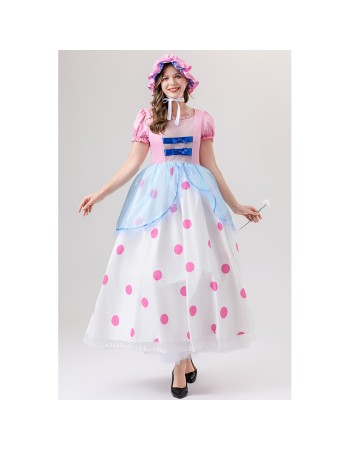 Anime Cartoon Characters Pink Polka Dot Princess Cosplay Performance Costumes Shepherdess YM088
