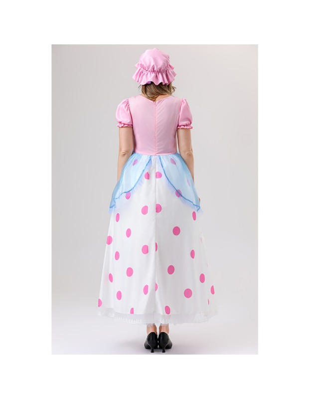 Anime Cartoon Characters Pink Polka Dot Princess Cosplay Performance Costumes Shepherdess YM088