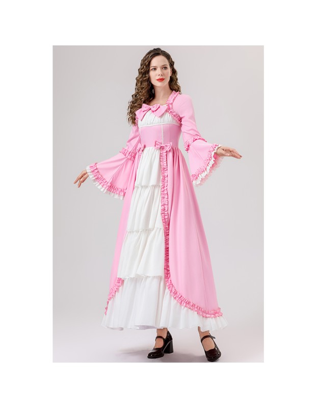 Retro Gothic Court Dress With A Square Neck Cinched Waist And A Bow Tie Medieval Evening Dress YM0820