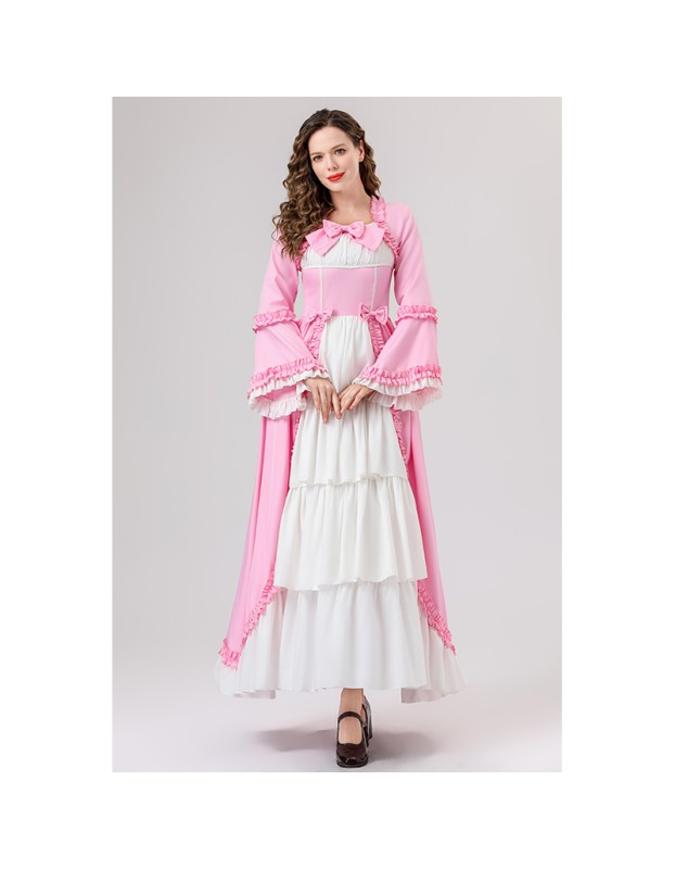 Retro Gothic Court Dress With A Square Neck Cinched Waist And A Bow Tie Medieval Evening Dress YM0820