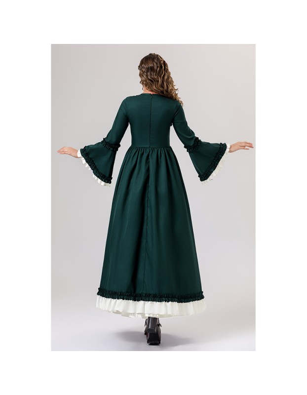 Retro Gothic Court Dress With A Square Neck Cinched Waist And A Bow Tie Medieval Evening Dress YM0820