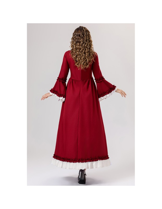 Retro Gothic Court Dress With A Square Neck Cinched Waist And A Bow Tie Medieval Evening Dress YM0820