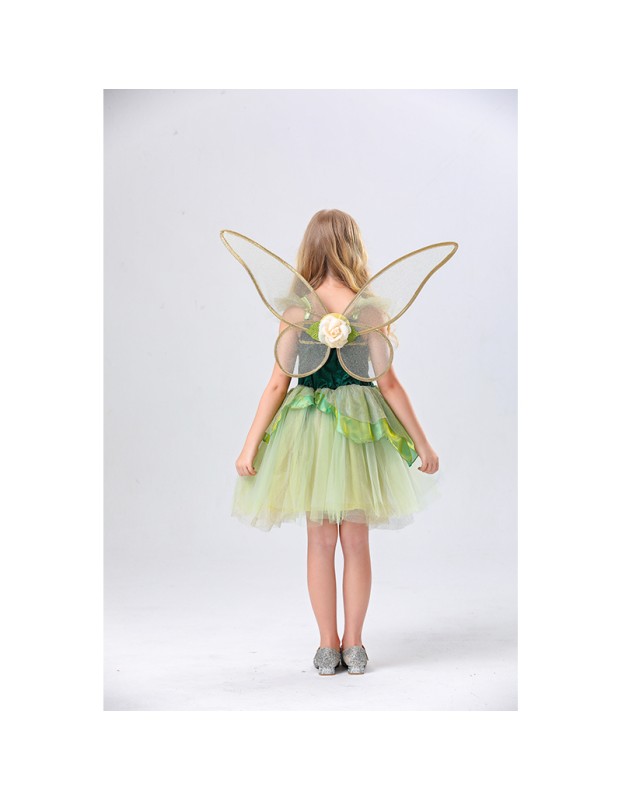 Princess Puffy Dress Flower Fairy Little Girl Elf Dance Cosplay Costume Green Dress YM5835