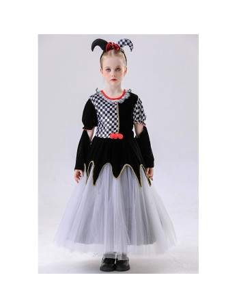 Children's Clown Costumes Girls' Clown Plaid Skirts Masquerade Balls Carnival Parties Costumes YM8771