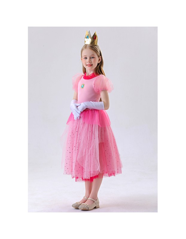 Children's Pink Princess Dress Mario Luigi Pink Princess Dress Pink Princess Dress For Girls YM8775