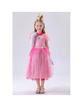 Children's Pink Princess Dress Mario Luigi Pink Princess Dress Pink Princess Dress For Girls YM8775