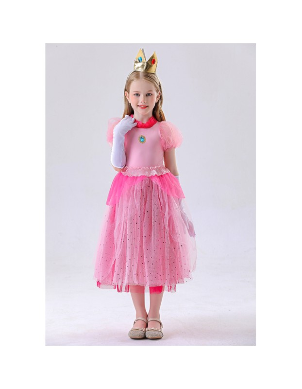 Children's Pink Princess Dress Mario Luigi Pink Princess Dress Pink Princess Dress For Girls YM8775