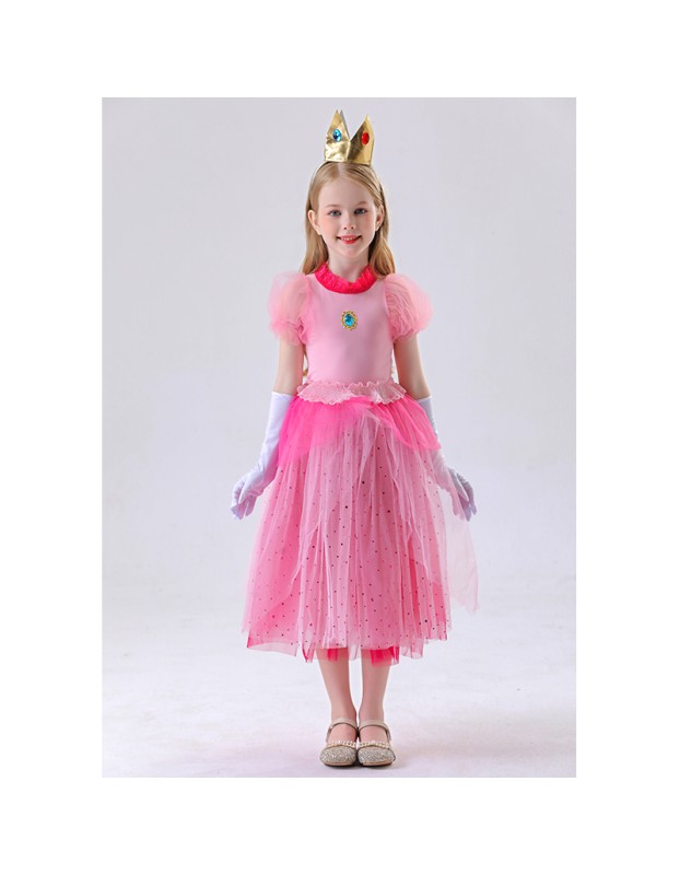 Children's Pink Princess Dress Mario Luigi Pink Princess Dress Pink Princess Dress For Girls YM8775