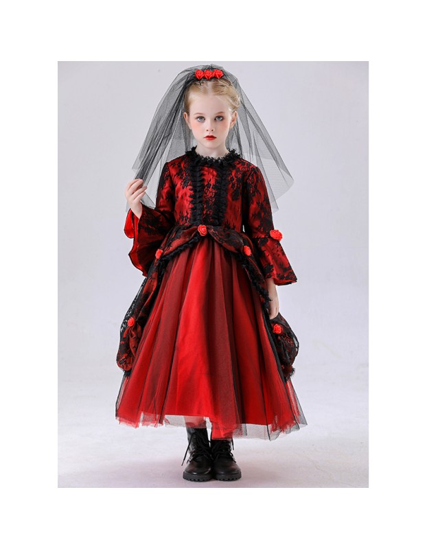 Halloween Children's Vampire Costume Girl Witch Red Ghost Bride Princess Dress Little Girl Cosplay YM8772
