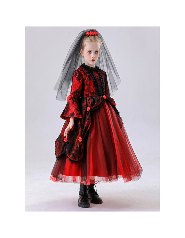 Halloween Children's Vampire Costume Girl Witch Red Ghost Bride Princess Dress Little Girl Cosplay YM8772