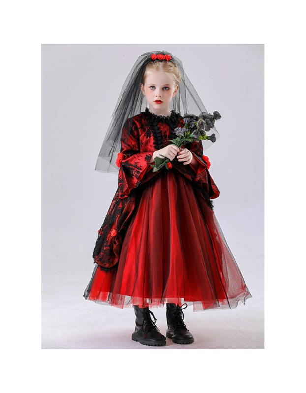 Halloween Children's Vampire Costume Girl Witch Red Ghost Bride Princess Dress Little Girl Cosplay YM8772