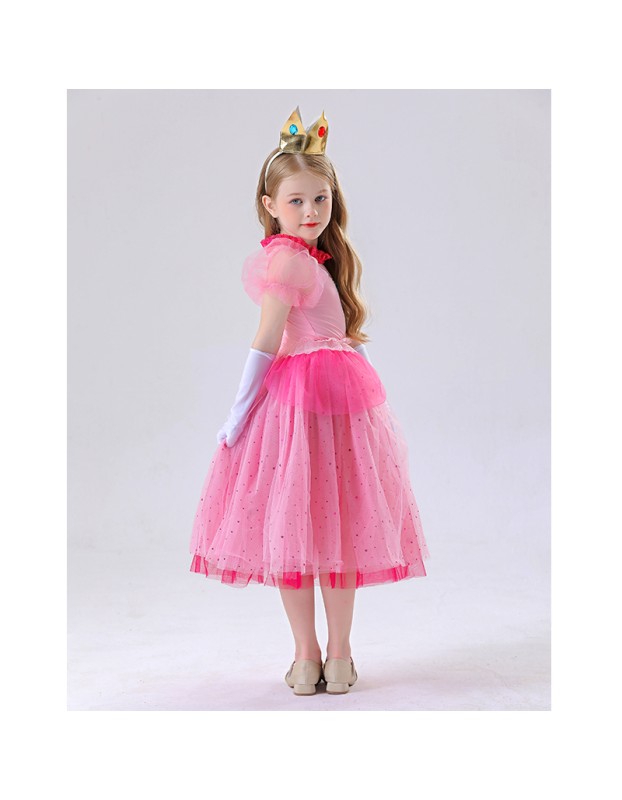 Children's Pink Princess Dress Mario Luigi Pink Princess Dress Pink Princess Dress For Girls YM8775