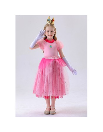 Children's Pink Princess Dress Mario Luigi Pink Princess Dress Pink Princess Dress For Girls YM8775