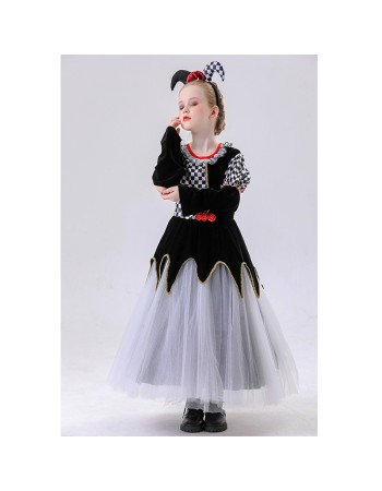 Children's Clown Costumes Girls' Clown Plaid Skirts Masquerade Balls Carnival Parties Costumes YM8771
