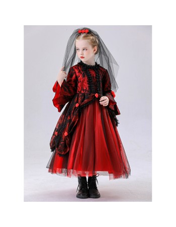 Halloween Children's Vampire Costume Girl Witch Red Ghost Bride Princess Dress Little Girl Cosplay YM8772