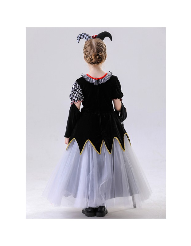 Children's Clown Costumes Girls' Clown Plaid Skirts Masquerade Balls Carnival Parties Costumes YM8771