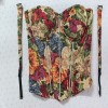 Street Vintage Flower Monet Oil Painting Fishbone Cropped Vest Tight Bodycon Shaping Dress Corset LM043
