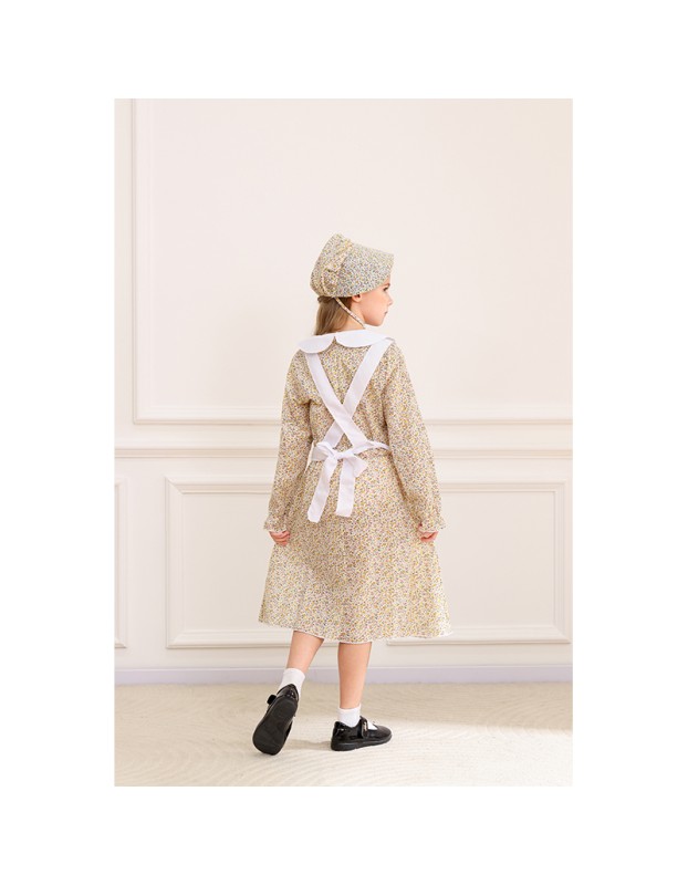 Children's Floral Colonial Grassland Pioneer and Trailblazer Costume Cosplay Country Long Dress MS5636