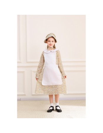 Children's Floral Colonial Grassland Pioneer and Trailblazer Costume Cosplay Country Long Dress MS5636