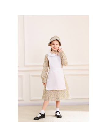 Children's Floral Colonial Grassland Pioneer and Trailblazer Costume Cosplay Country Long Dress MS5636